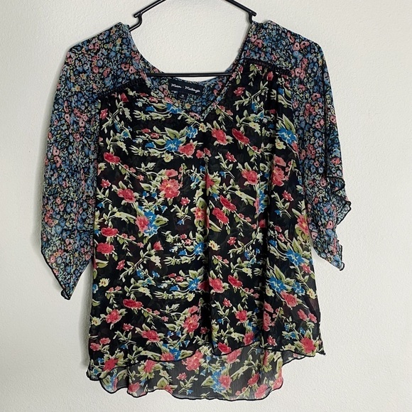 Mason + Mackenzie floral boho chiffon tunic blouse shirt size small - Picture 1 of 4